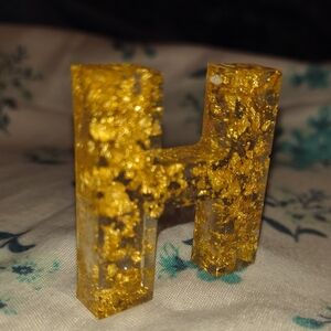 Gold Glitter Resin Letter H
